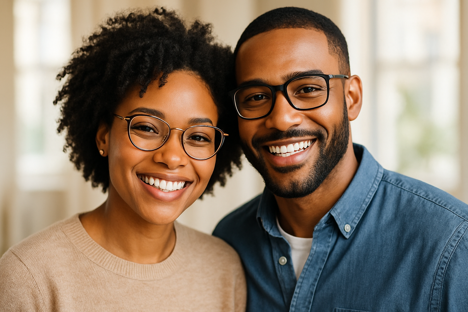 black couple in glasses